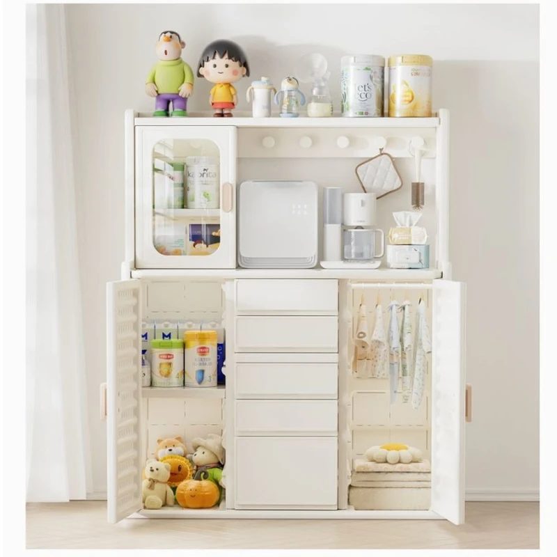 Kids Feeding Table Storage Cabinet Wardrobe Toy Organizer Baby Supplies Integrated Storage Box Nursery Furniture Drawer Cabinet