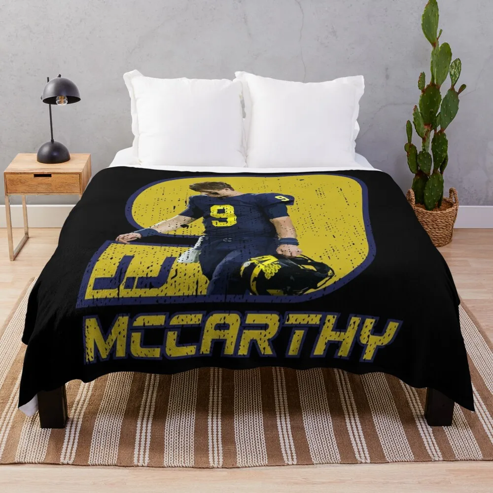

J.J. McCarthy Throw Blanket Personalized Gift Sofa Throw Blankets