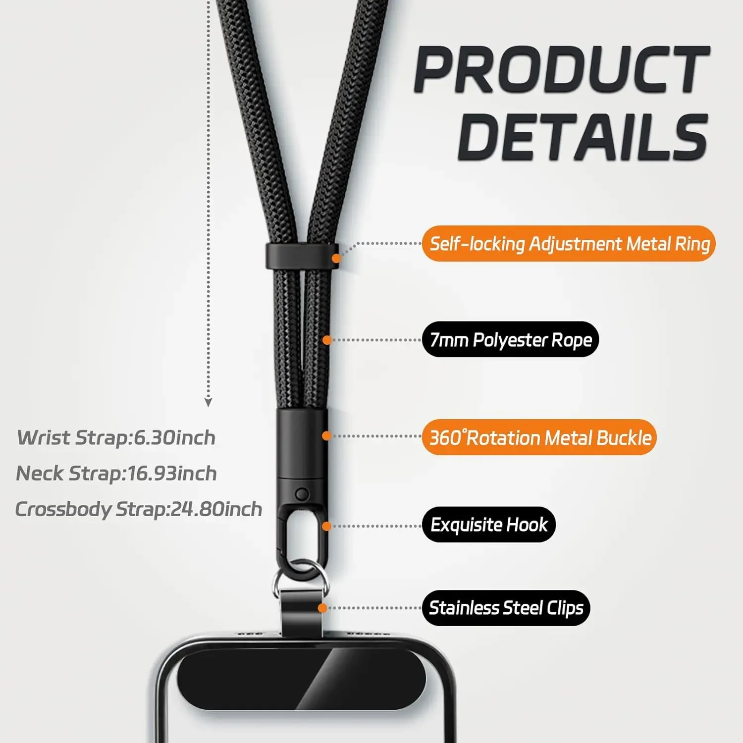 Crossbody Phone Lanyards with Anti-Drop 360° Rotation and Adjustable Design
