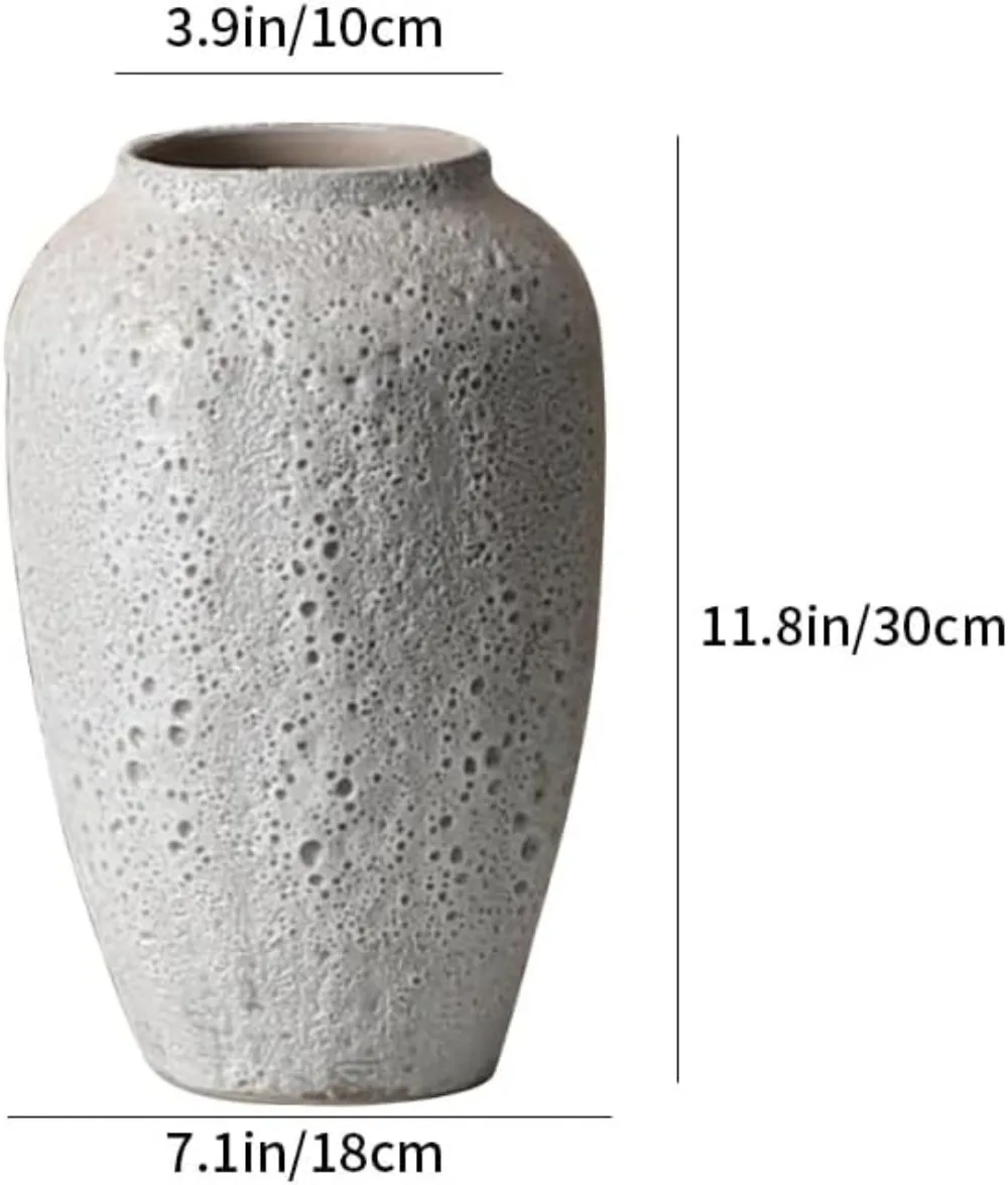 Ceramic Vase,Farmhouse Tall Vase,Rustic Home Deco Pottery, Minimalist Nordic Boho Style for Living Room,Pampas Grass,Enterway - Image 4