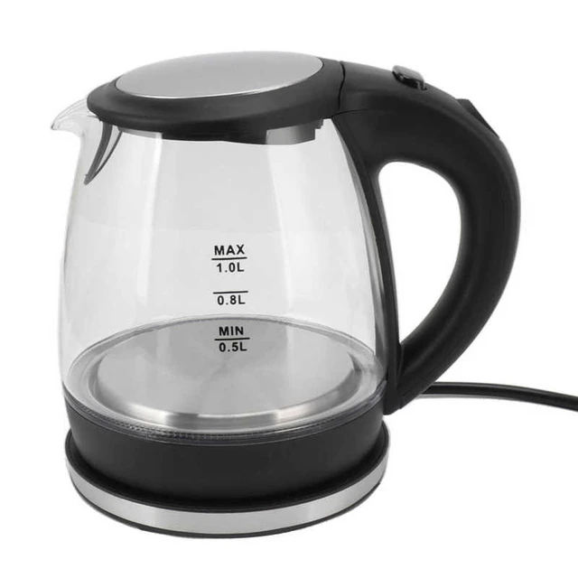 Electric Kettle 1L Glass Tea Coffee Hot Water Boiler Auto Shut-Off