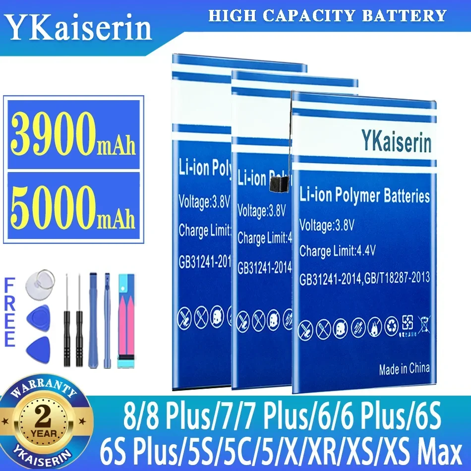 Batteria Ykaiserin Per Iphone (8 7 6 6S) Plus 5S 5C 5 X Xr Xs Max Xsmax 8Plus 7Plus 6Plus 6Splus Batteria Ad Alta Capacità