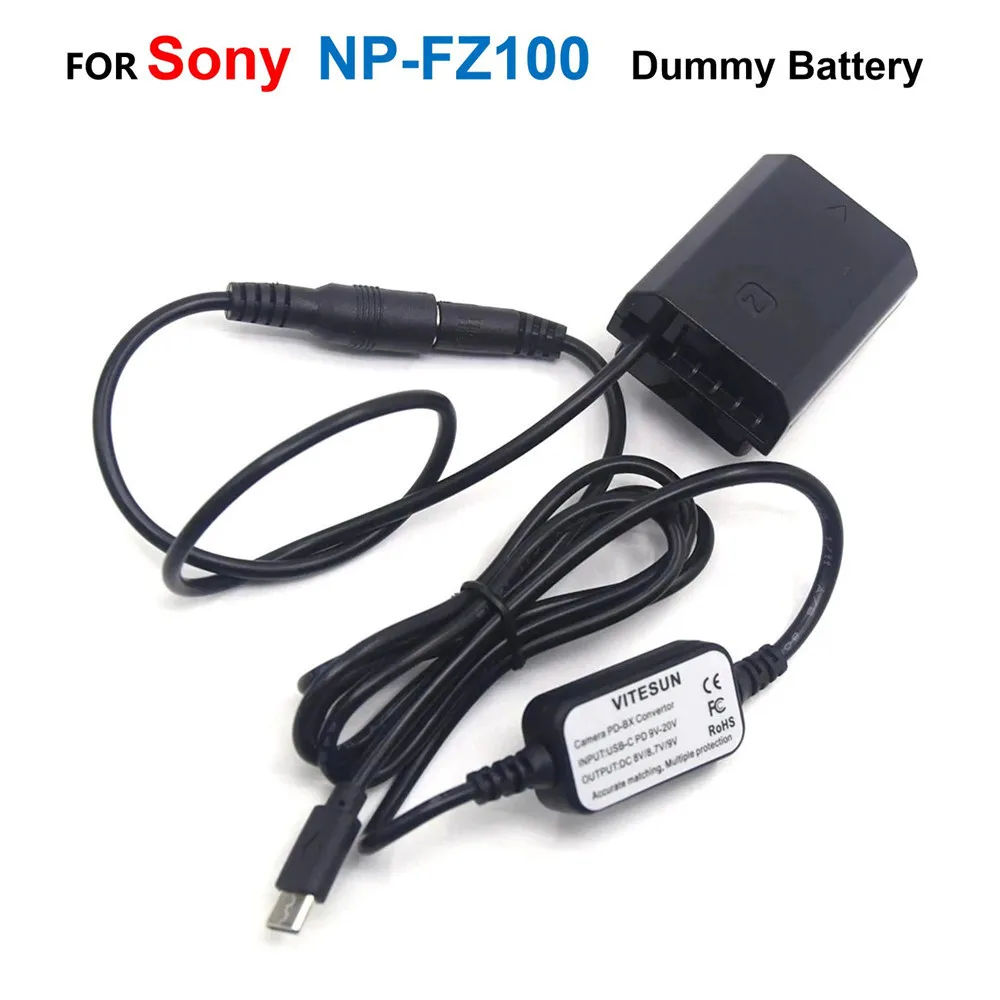Np-Fz100 Batteria Falsa + Adattatore Cavo Usb Type-C Pd Power Bank Per Sony A1 A7 A9 A7C A7Iii A7Riii A7Siii A7Rm4 A7Rav A9Ii A6600