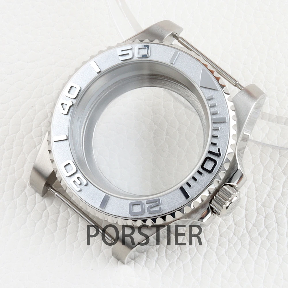 Stainless Steel 40mm Yacht Watch Case with Sapphire Glass & Rubber Strap - 100m Waterproof