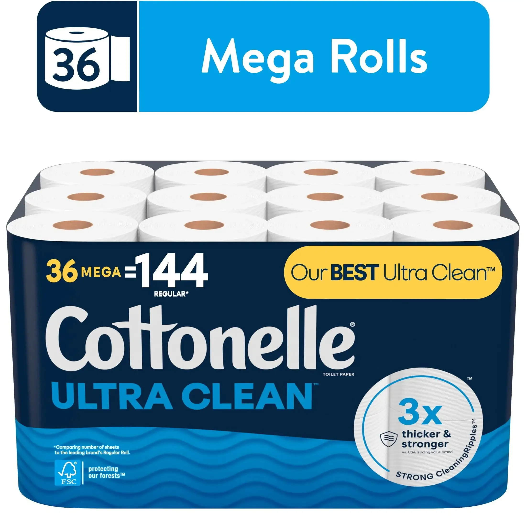 Tissue Dispenser Cottonelle Ultra Clean Toilet Paper 36 Mega Rolls