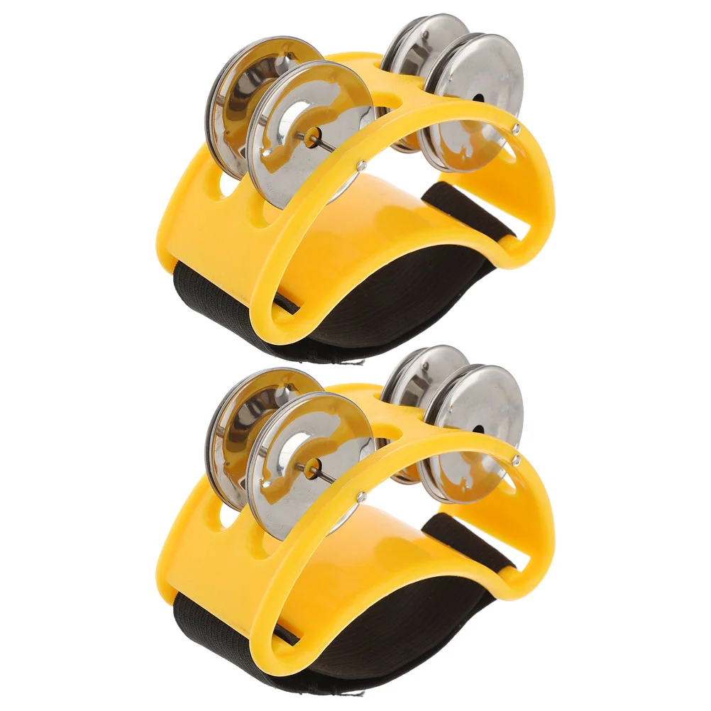 

2 Pcs Double Row Footbell Percussion Instruments Shaking Stage Performance Tambourine Step Workout Equpment Props Musical ABS