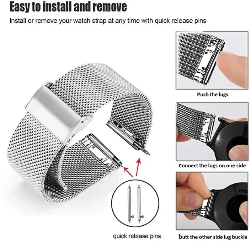 Elegant 22mm Milanese Metal Sport Bracelet Strap