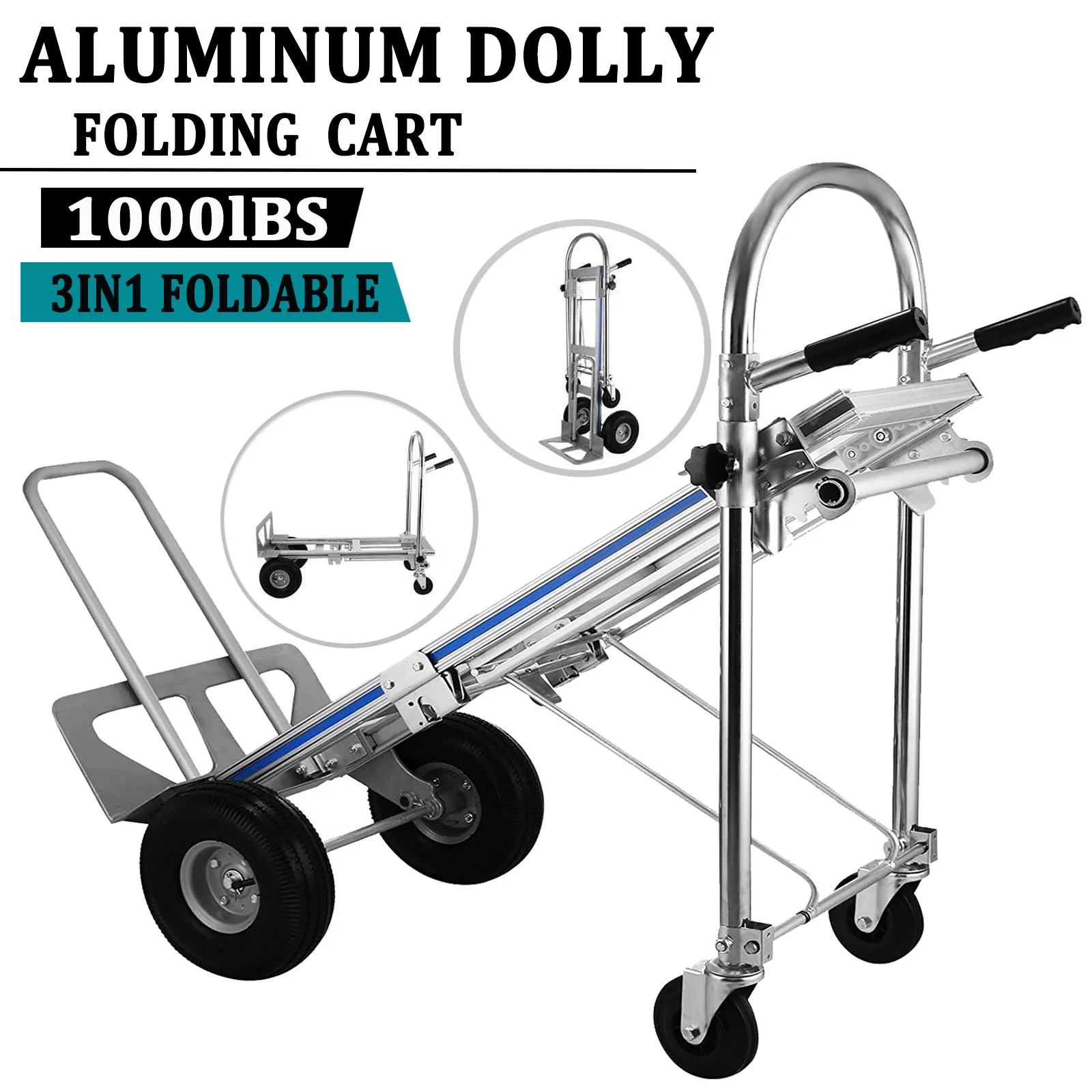 Hand Truck Folding Cart Wheels Outdoor Wagon Dolly Shopping Cart Folding 3in1 Stair Climber Handcart Wheels Trolley Utility