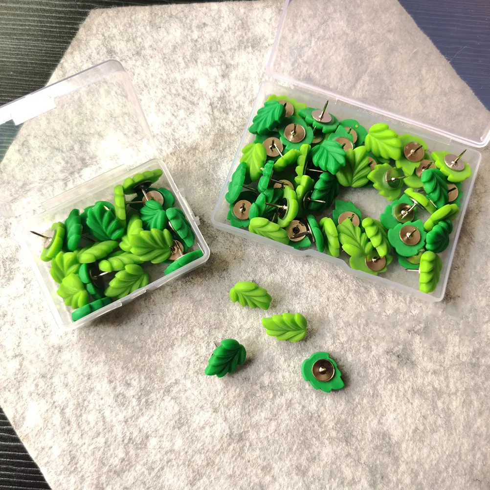 30Pcs 휴대용 잎 푸시핀 패셔너블한 수지 금속 장 못 게시판 메시지 보드 여행 계획 지리학