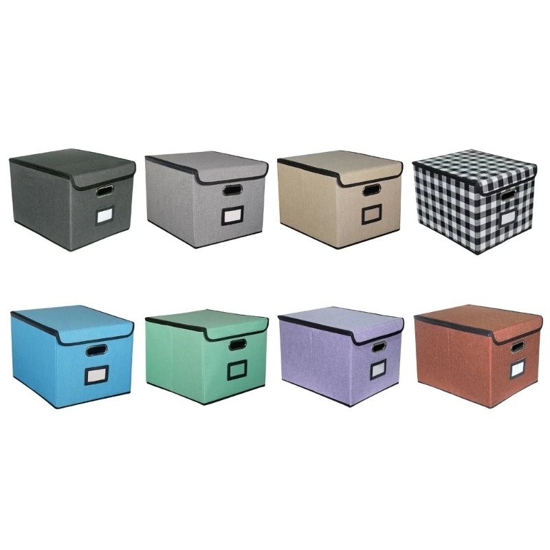 

Collapsible Fabric Storage Box with Lid File Box Linen Hanging Filing Storage Box File and Folders Storage Box