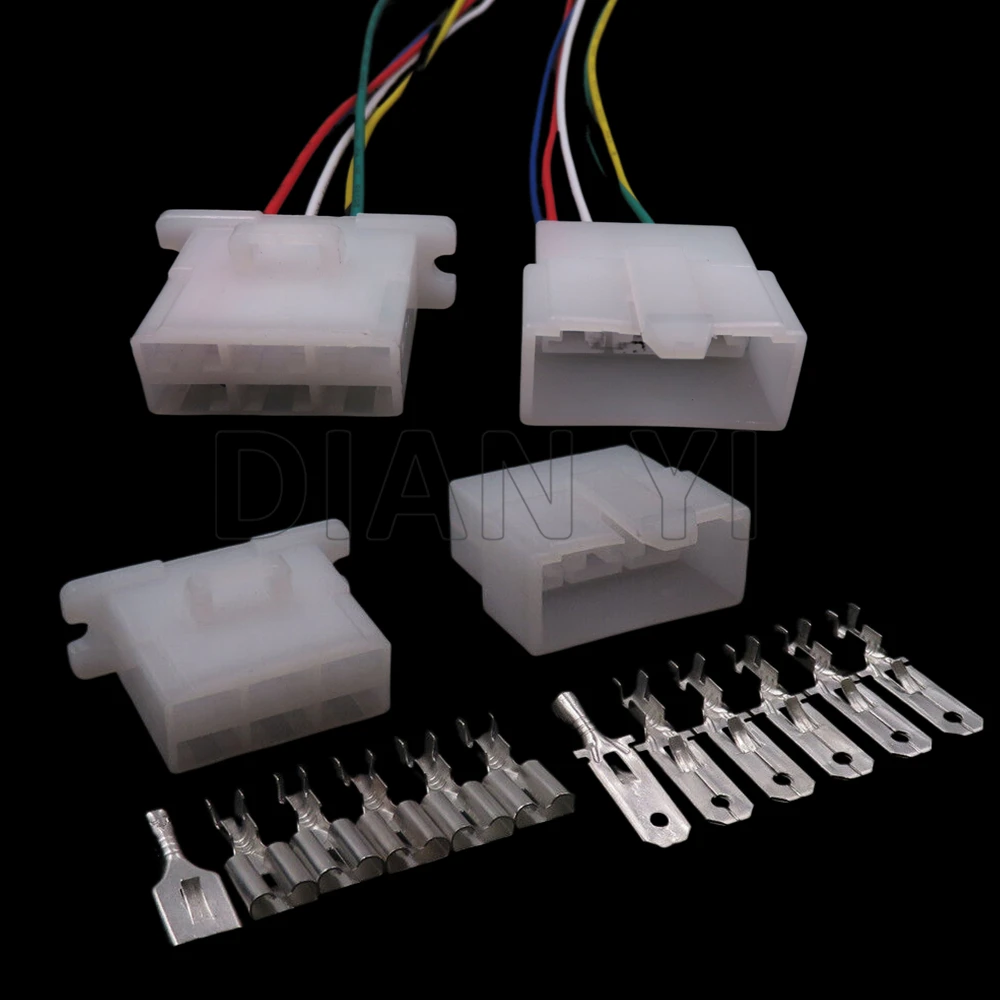 

1 Set 6 Way Starter 6110-4563 6120-2063 White Auto Male Plug Female Unsealed Socket Car High Current Wire Harness Connector
