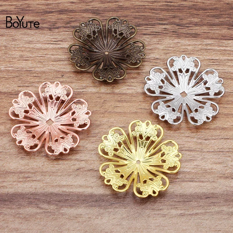 BoYuTe 금속 황동 스탬핑 32mm 선조 꽃 파인딩, DIY 빈티지 쥬얼리 액세서리, 수제 재료, 50 개 로트
