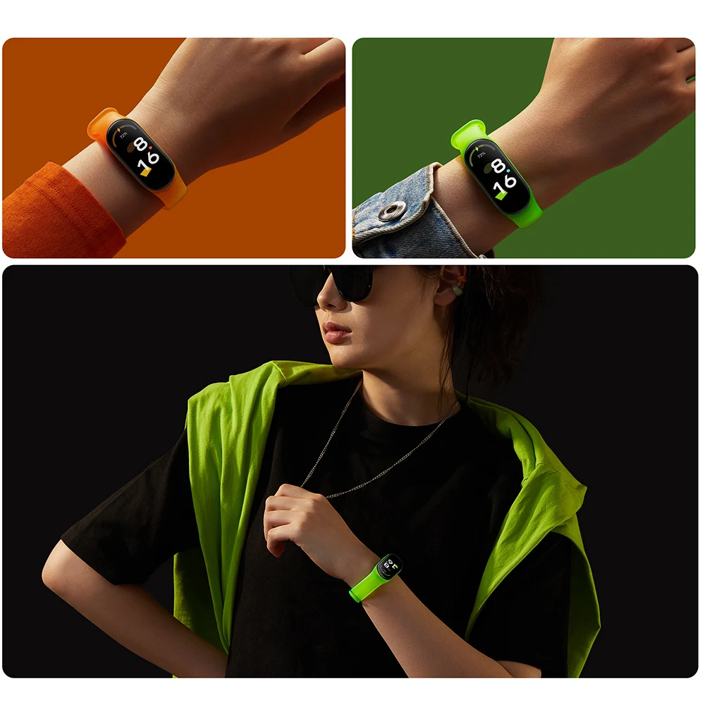 Strap For Xiaomi Mi Band 7 6 Fluorescent Camouflage Wristband Silicone Strap For Xiaomi mi band 7 6 5 4 3 Replaceable Band Strap