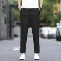 2025 nouveau été cheville longueur pantalon hommes coupe droite mode mince marque vêtements couleur unie pantalon décontracté mâle 28-38 3