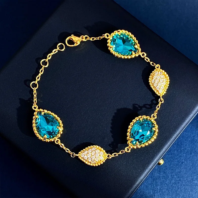 

European and American court style exquisite colored gemstones with water droplets filled with zircon bracelets