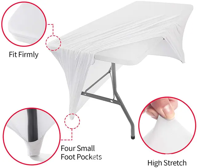 Mantel Blanco Rectangular De Elastano Para Mesas Plegables D | Meses