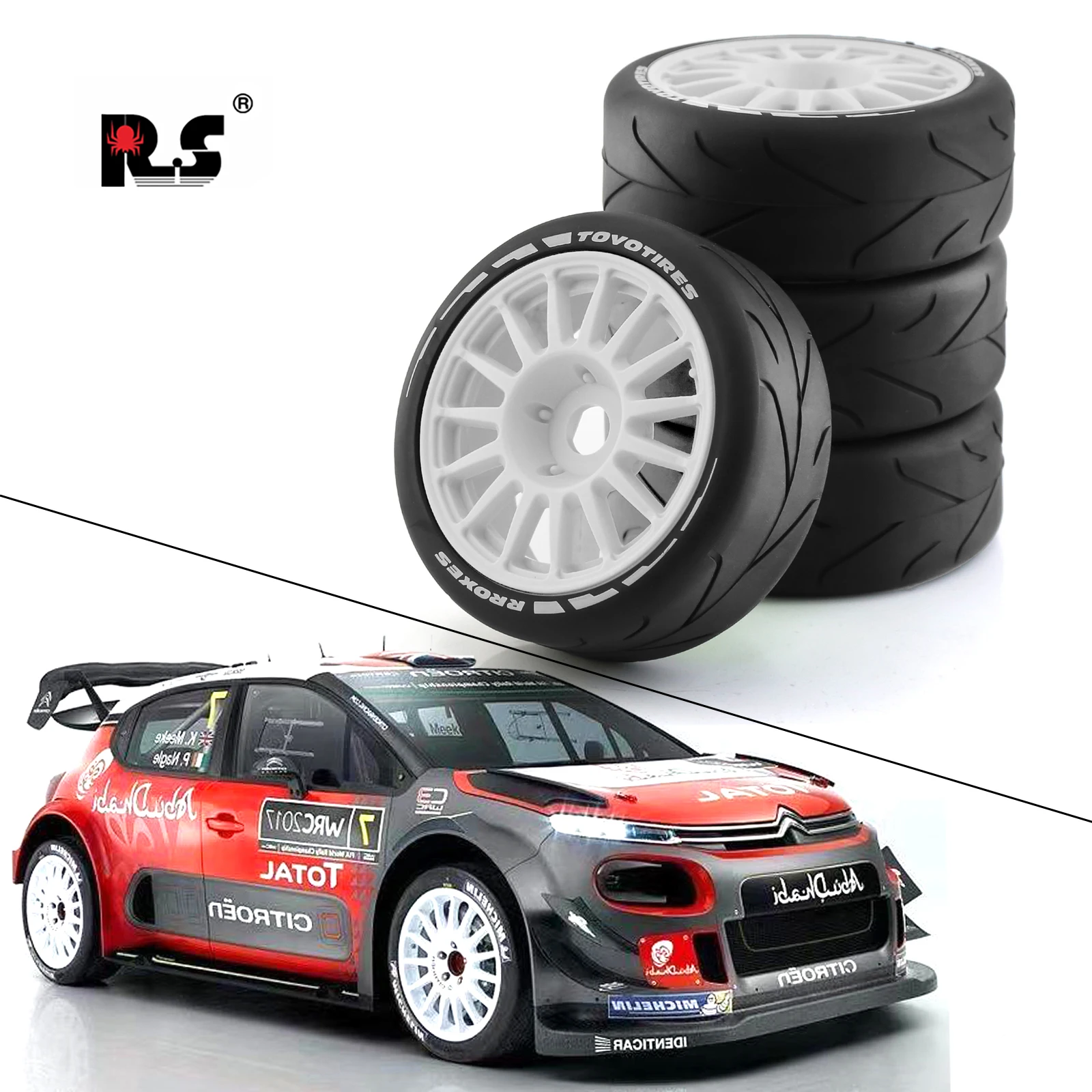 

RS Short Course Truck Tires Tyre Wheel 17mm Adapter For 1/8 pull WRC Feishen Ping Run GT tire racing highway