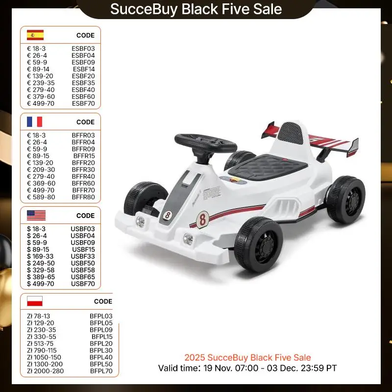 SucceBuy 6V 4.5Ah Electric Pedal Go Kart Portable Outdoor Racing Toys 20000 RPM Motor with LED Headlight&Horn for Kids Boy Gifts