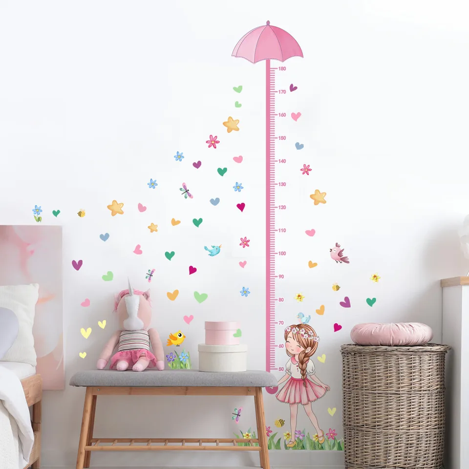 Unicorn Growth Chart Wall Decal Sticker - Peel & Stick Height Measurer For Kids Room