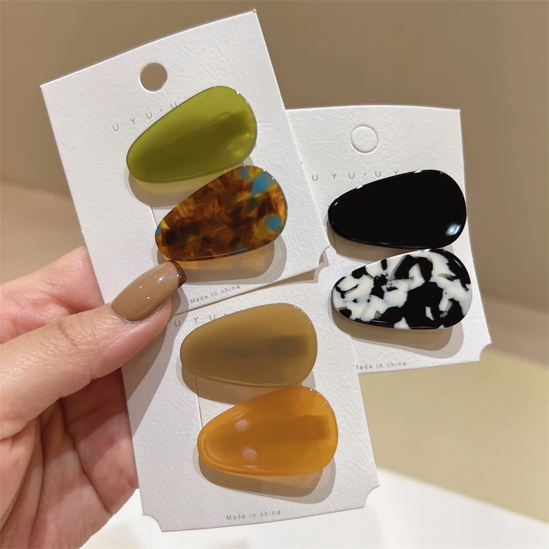 Korean Fashion 2pcs/Sets Mini Acrylic Hair Clips Barrette Pins Hairgrips Cute Kids Hairpins Hair Accessories For Women Girls 12 sets transparent lock hasp buckles padlock kitchen cabinet acrylic hasps latches hinge jewelry boxes