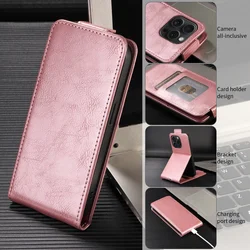 Vertical Flip Cover Case - Silicone Soft Leather Wallet Card Protector for NxtPaper 60 Ultra 5G (Rose gold)