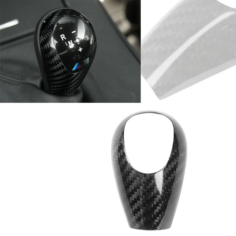 

NEW-Auto Carbon Fiber Gear Shift Knob Cover Trim for BMW-M Series M3 M5 M6 Car Interior Accessories Black