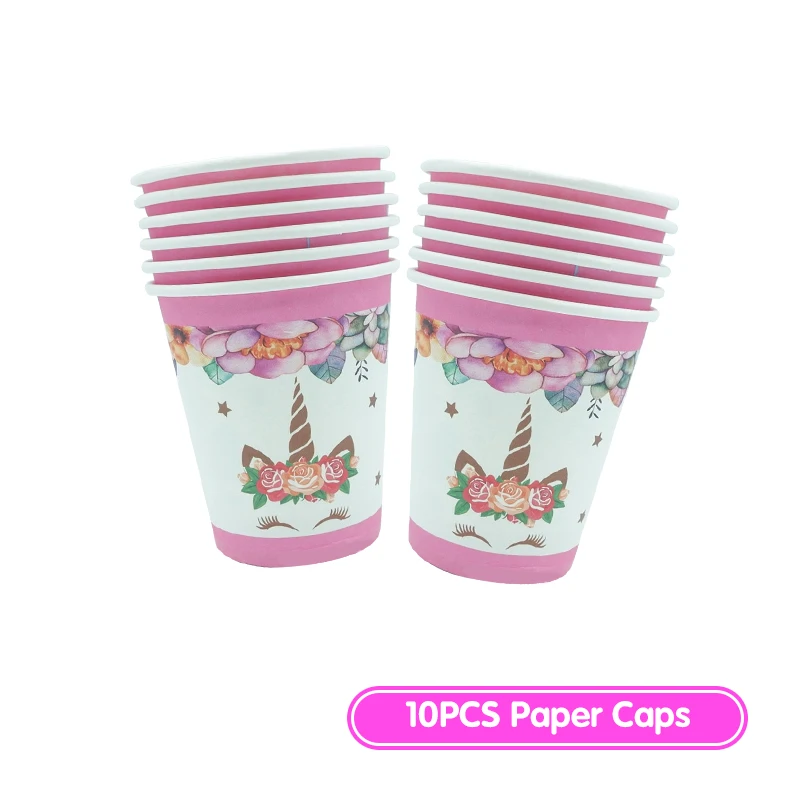 Unicorn ילדה יום הולדת קישוט שולחן סט כלי מתנה שקיות בלון רקע קופסת סוכריות כרקע