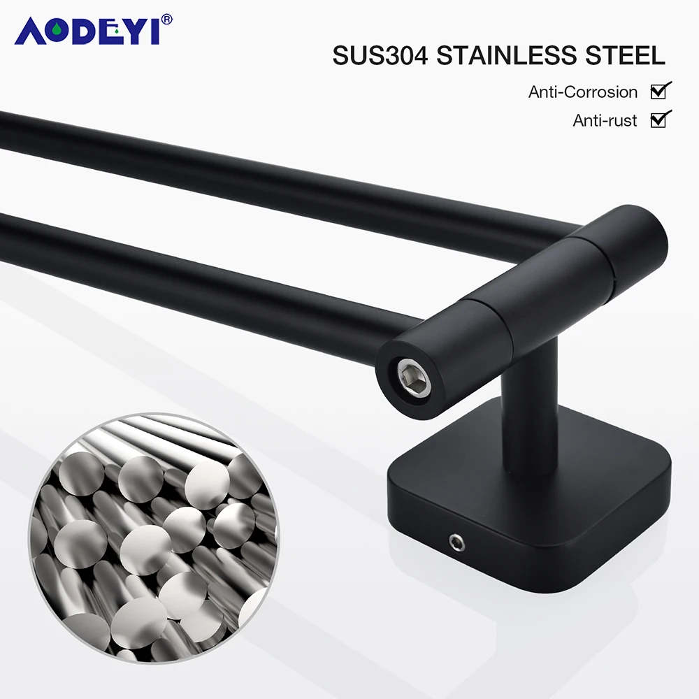 Movable Towel Rack Hanger Swivel Holder Wall Bar Stainless Steel Bathroom Shelf Kitchen Storage Black/Gunmetal/Brushed /Chrome