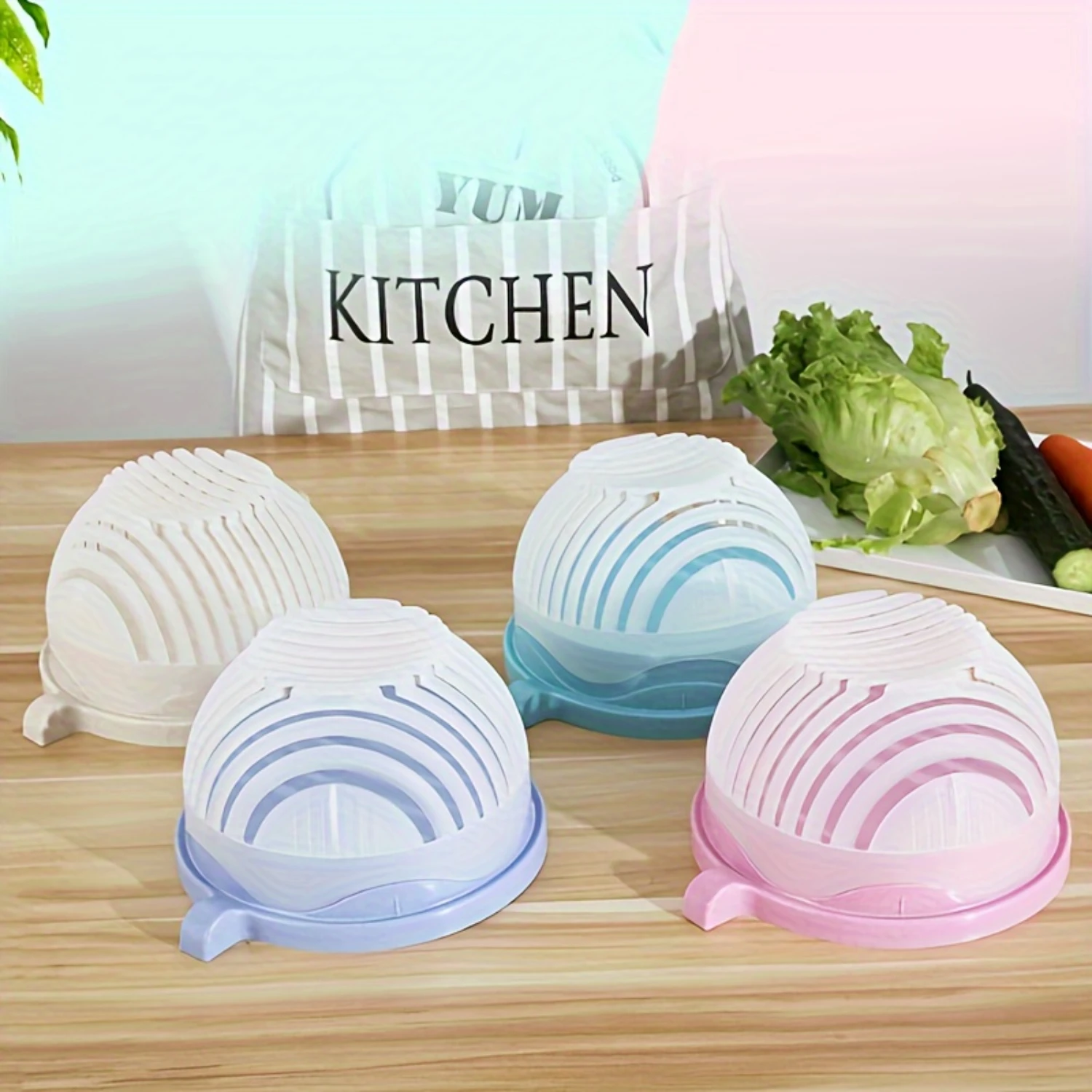 1pc Vegetable Cutter Slicer Fruit and Vegetable Cutter Bowl Salad Chopping Bowl Salad Making for Chopping Vegetables & Fruits Slicing Salads and Fr