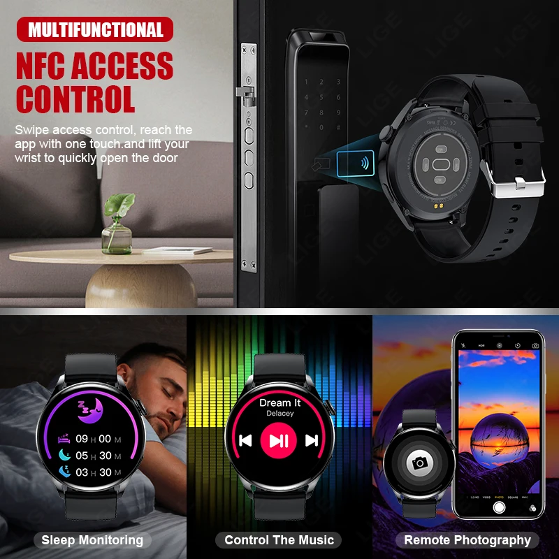 LIGE  NFC ׼  Ʈ ġ,  ȭ,  ƮϽ,  ո ð , IP68  ð