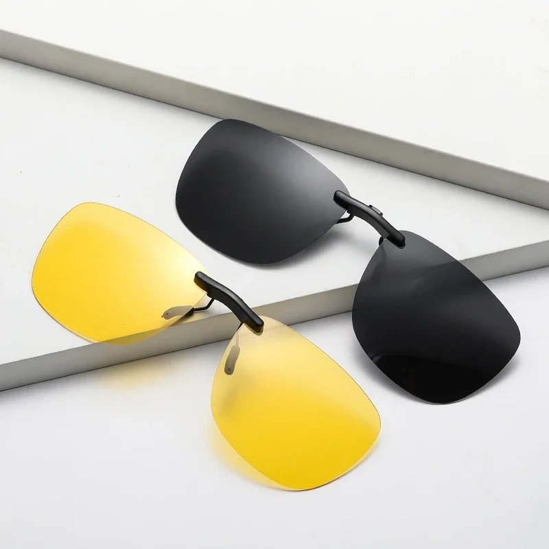 Clip on Sunglasses Fishing Sunglasses Clip Night Vision Eyeglasses Women Men Driving Square Anti Glare Fishing Accessories polarized sunglasses night vision glasses fishing sunglasses