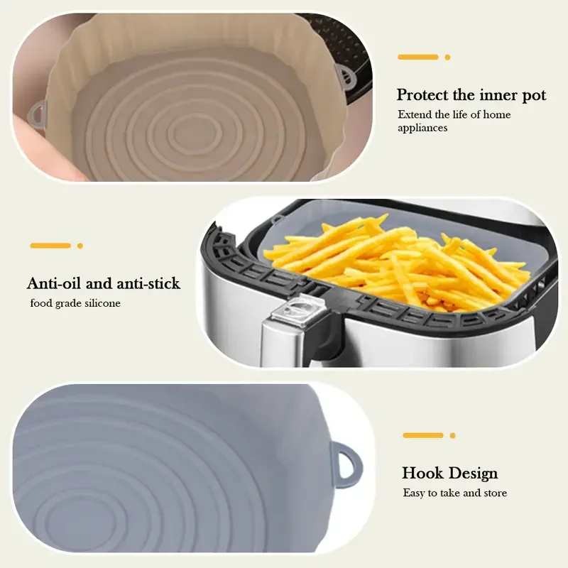 Air Fryer Pan Silicone Basket for Airfryer Oven Baking Silicone Tray Reusable Airfryer Pot Pan Liner Pizza Mold air fryer liners,air fryer accessories,air fryer baking tray,air fryer silicone tray,air fryer mold,air fryer basket