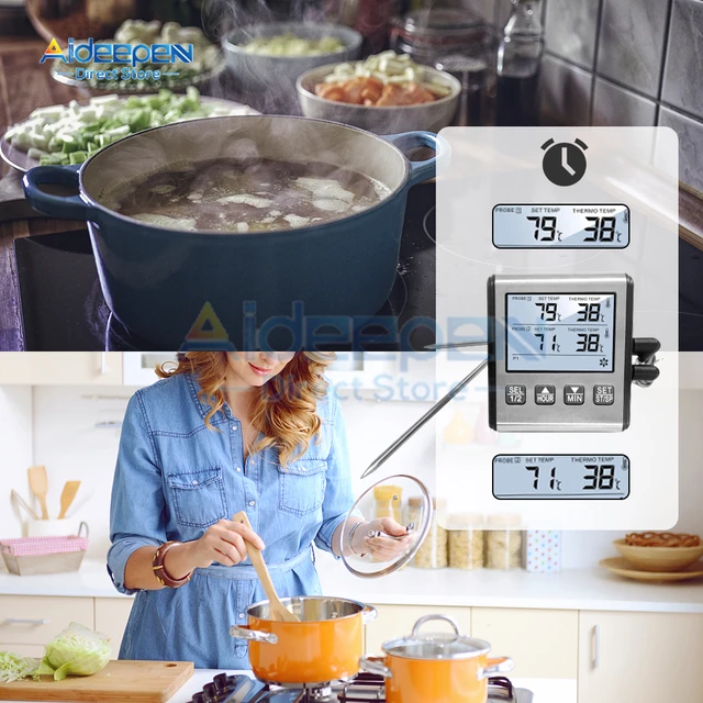 Kitchen Digital Cooking Thermometer Meat Food Temperature For Oven BBQ  Grill Timer Function with Probe Heat Meter for Cooking - AliExpress