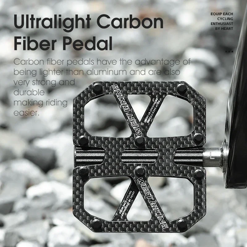 Pédales Vélo Carbone T700 Axe Titane - Ultra-léger 186g - West Biking - Neuf