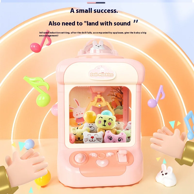 Cute Rabbit Claw Doll Machine Toy Mini Coin Machine with Lights Music Household Interactive Random Dolls Machine Toys for Kid 3