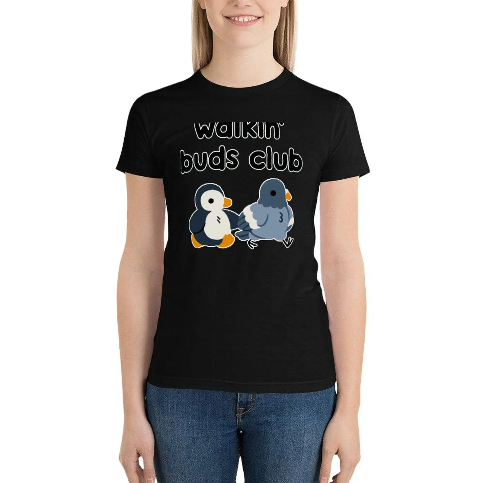 

walkin' buds club T-Shirt animal print shirt for girls anime clothes shirts graphic tees summer tops clothes for Women