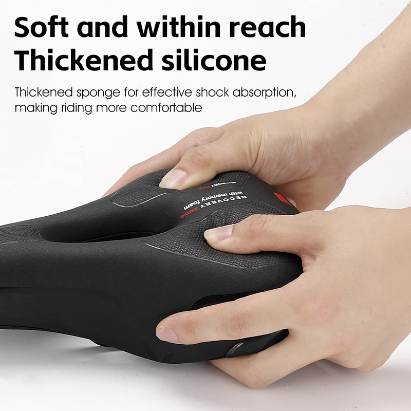 WEST BIKING Bicycle Saddle Hollow Breathable PU Waterproof Bike Saddle Widen Thicken Soft Rebound MTB Road Bike Cushion Seat