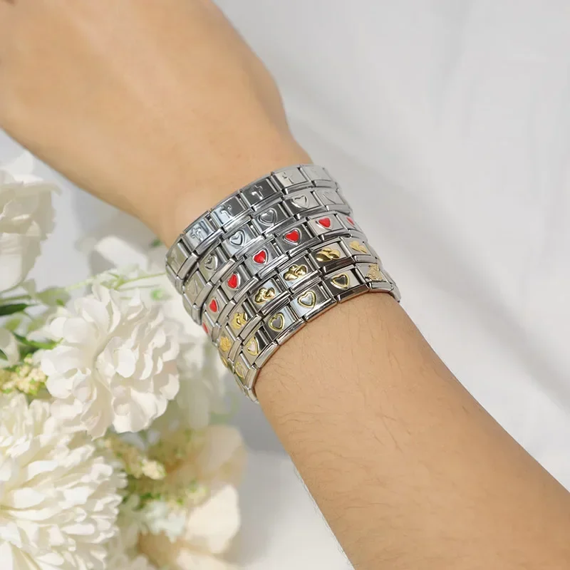 Hapiship Fashion Style Jewelry Heart Flower Butterfly Cross Dolphins Stainless Steel Elastic Bracelet Bangle ST00 charm bracelet