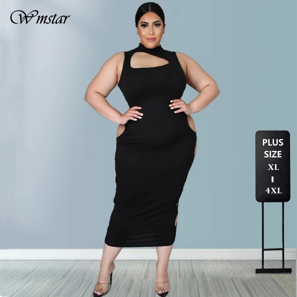 Vestido negro de talla grande para mujer, ropa fiesta elegante, mangas, ahuecada, Sexy, de verano, venta al por mayor|Plus tamaño Vestidos| - AliExpress