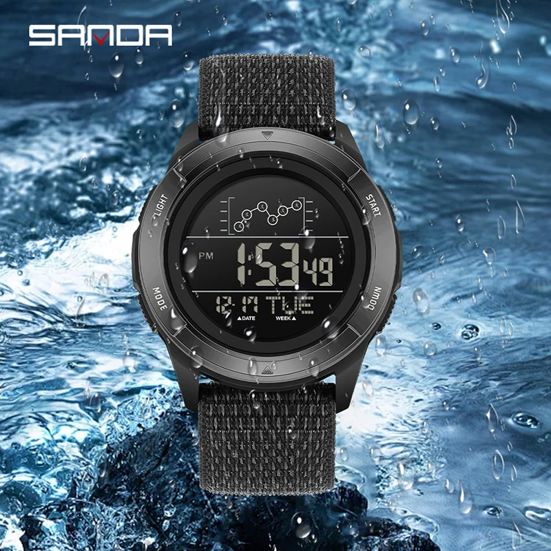 SANDA Men's Multifunctional LED Digital Sports Watch - Waterproof with Alarm Clock