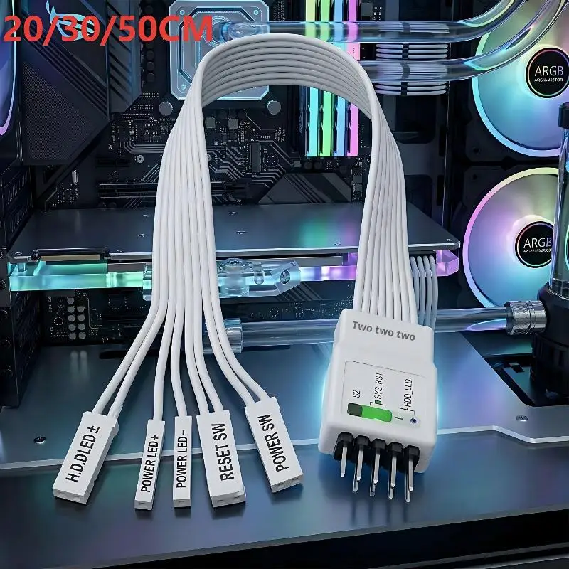 20/30/50cm 마더보드 전면 패널 케이블 PC 케이스 DIY Modding용 라벨이 붙은 커넥터가 있는 범용 9핀 F-PANEL 어댑터
