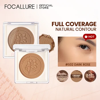 FOCALLURE 무광 컨투어링 브론저 파우더, 하이라이터 컨투어 팔레트 일루미네이터 메이크업 화장품, 블렌딩하기 쉬운 천연 3 색