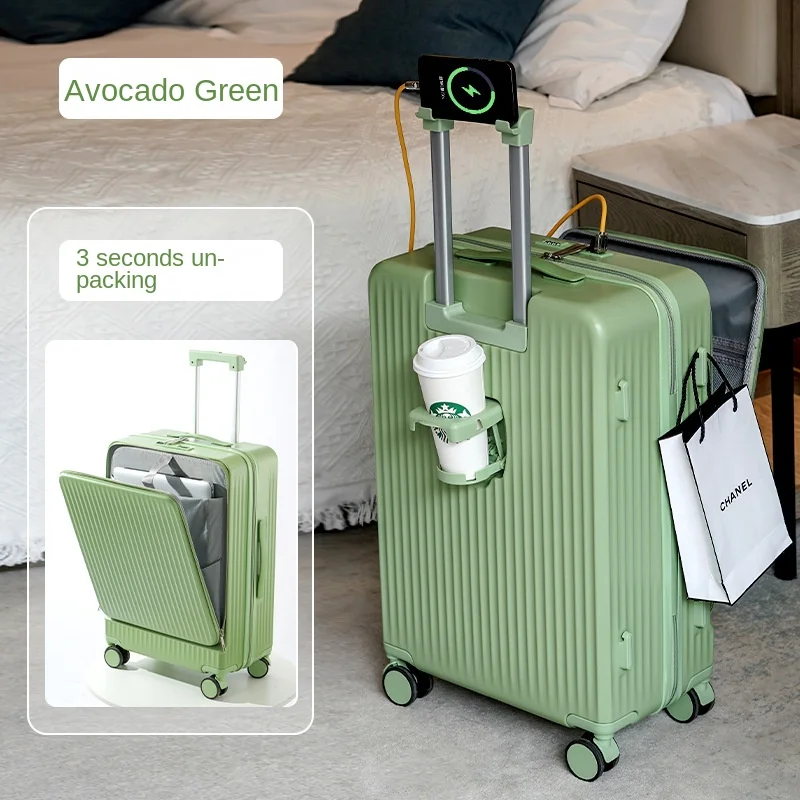Middle Size Luggage 20 22 24 26 Inch Front Opening Men's and Women's Multifunctional Password Lock Travel Suitcases With Wheels
