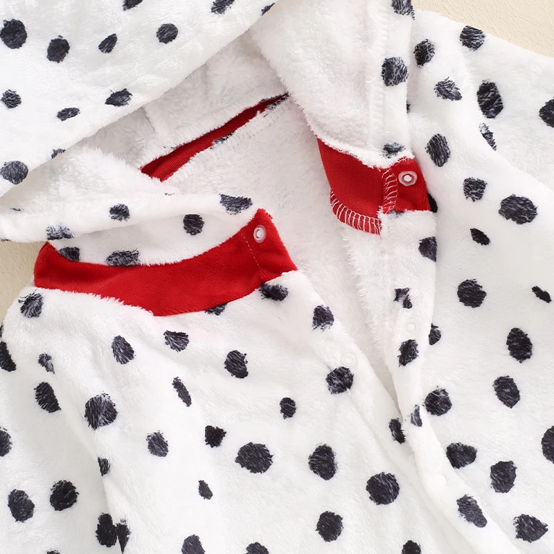 Unisex Baby Girls Boy Dalmatian Costume Halloween Costume Infant Hooded Long Sleeve Button Romper Jumpsuit Outfits 6