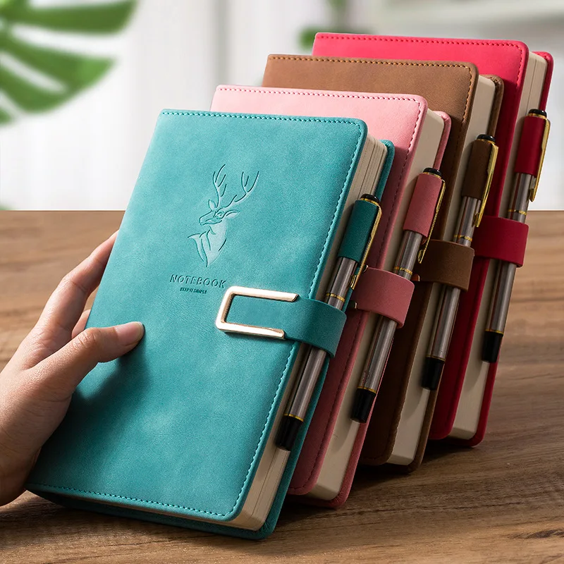 A5 Notebook Ultra-thick Thickened Notepad Business Soft Leather Work Meeting Record Book Office Diary Sketchbook Students Cute