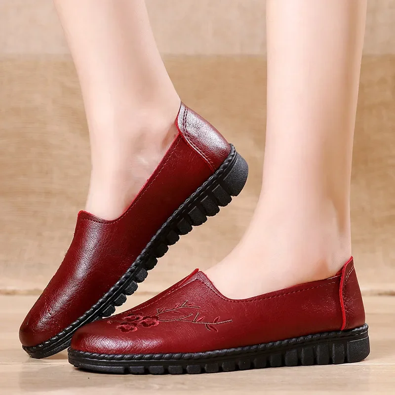 Elegant Women's Flats Shoes Leather Women Loafers Fashion Soft Bottom Ballet Flats Women Shoes Loafers Zapatos De Mujer