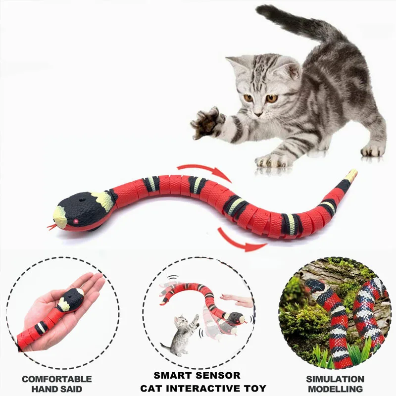 

Smart Sensing Snake Cat Toys Electric Interactive Toys for Cats USB Charging Cat Accessories for Pet Dogs Game Play Toy