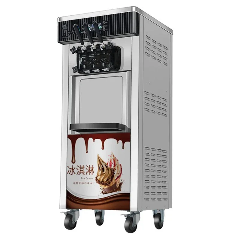 Soft Ice Cream Machine Commercial Fully Automatic Stainless Steel 220V/110V Vertical Sundae Refrigeration Equipments Cone Maker