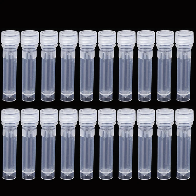 Plastic Test Tubes 20 Pcs 1.5ml Plastic Test Tube Vial Sample Container Screw Cap Bottle For Craft Powder School Office Chemistry Lab Supplies