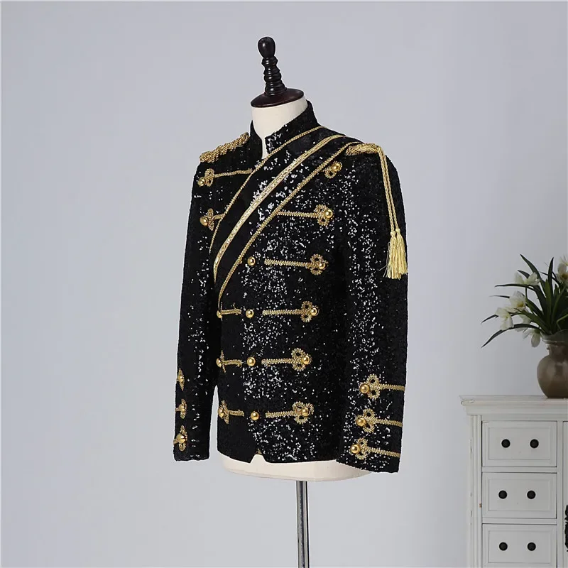 New Michael men clothing fashion slim MJ Michael Jackson coat dance Sequins suit jacket stage singer costumes coaplay costum#1#W